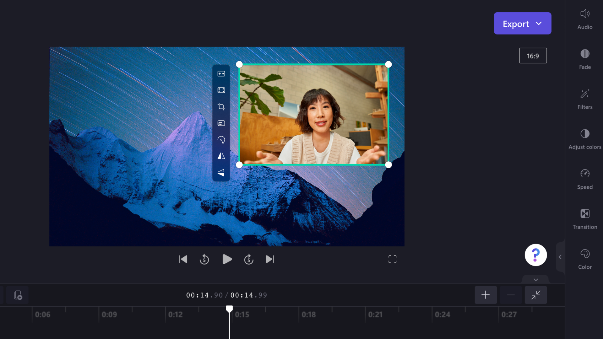 An image of a user editing a video using the video overlay effect.
